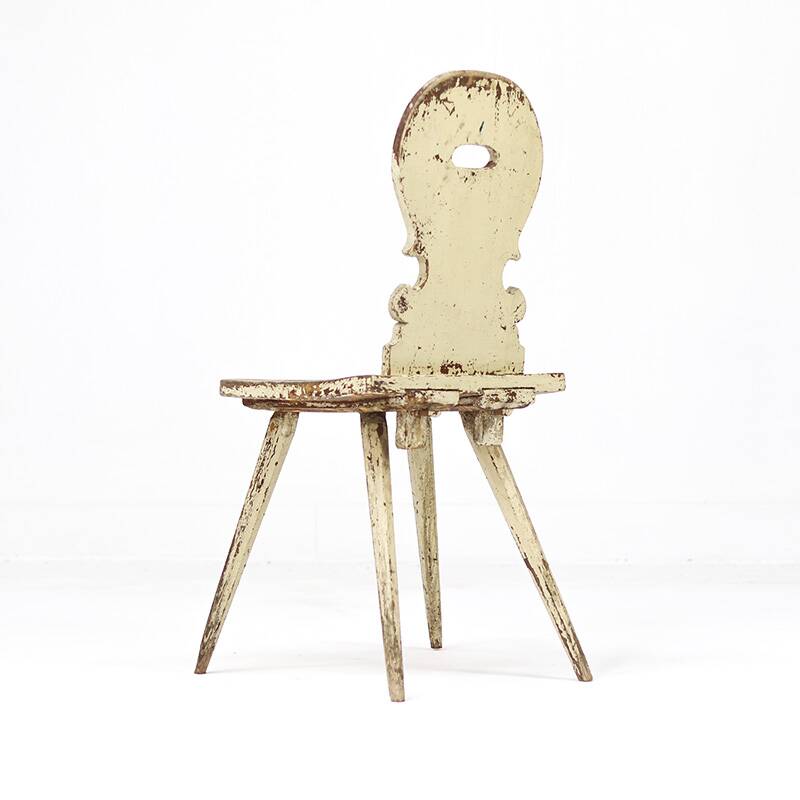 Rustic Painted Primitive Farmhouse Wabi Sabi Folk Art Mountain Chair