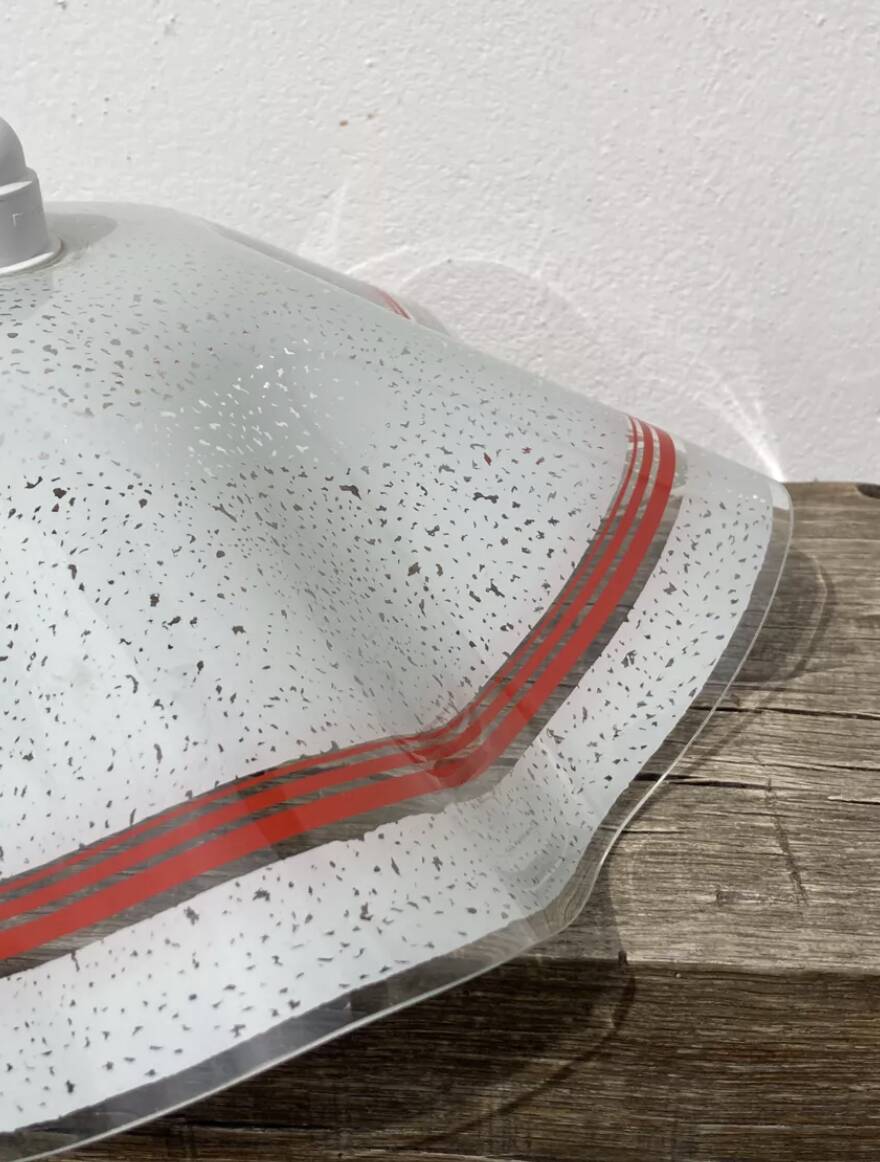 Italian white and orange glass pendant light Fazzoletto style