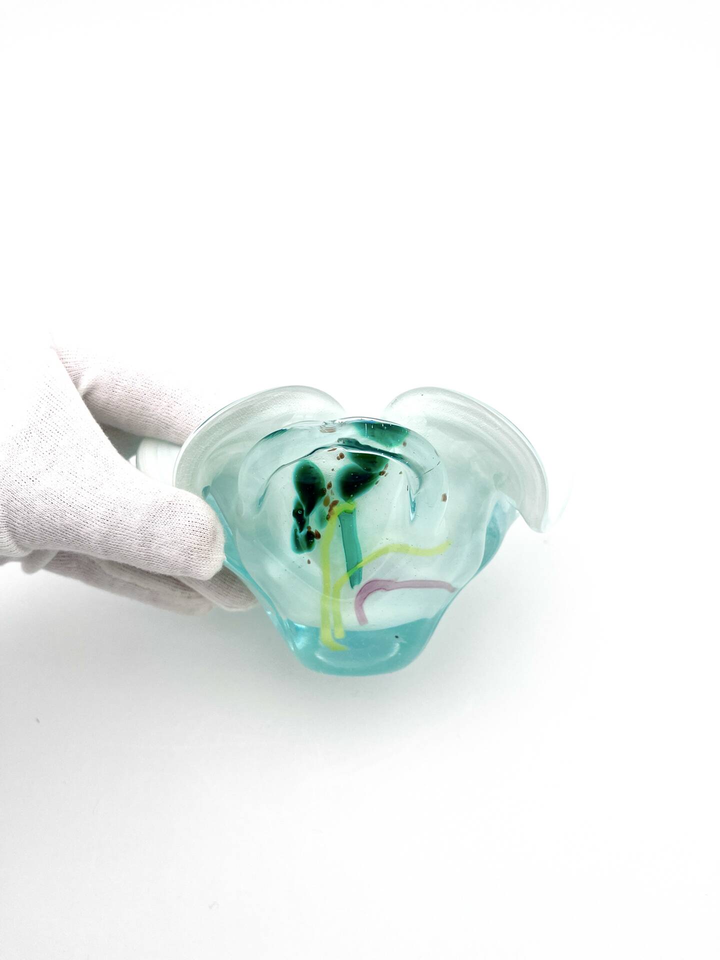 Coupe Studio Glass signed Lubomir Hora Blown Glass Polychrome 80s