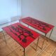 Pair of nesting coffee tables, vintage ceramic furniture.