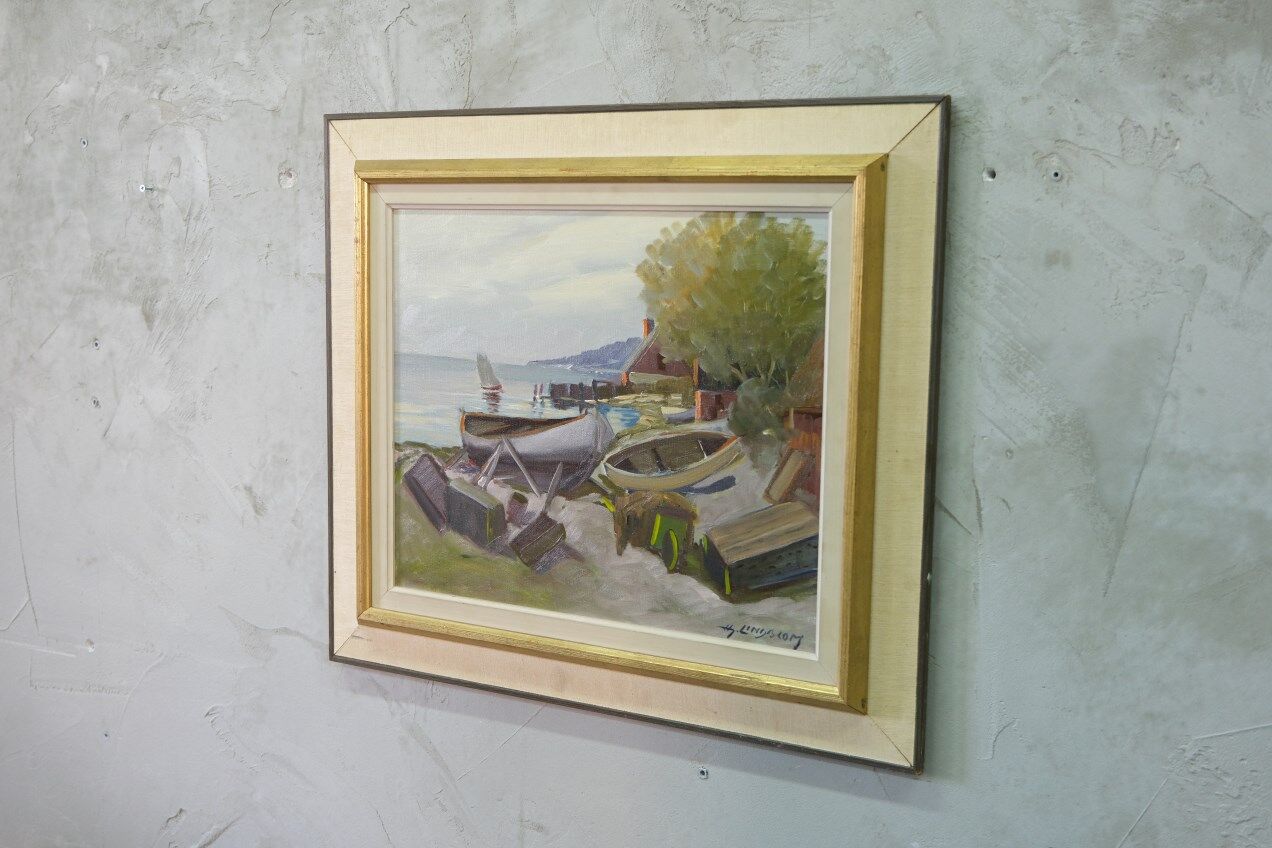 Hjamar Lindblom, Swedish Modern Landscape, 1960s, Oil on Canvas, Framed