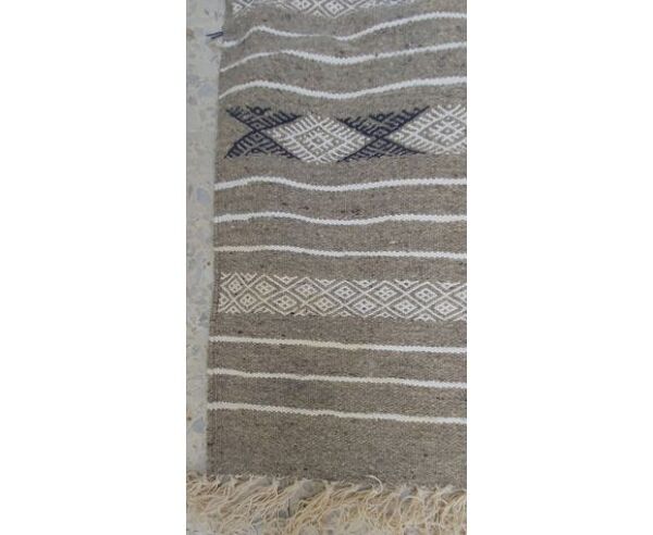 Tapis couloir gris fait main traditionnel 200x60cm