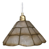 Vintage mother-of-pearl and brass lampshade pendant light