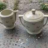 Antique porcelain sugar bowl and milk jug from the Royal Factory of Limoges, France