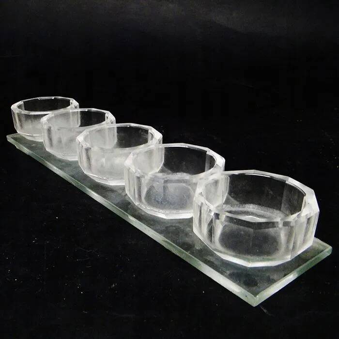 J4i art deco set of crystal salt shakers