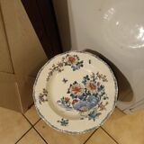 Grand Plat Creux Faïence Gien XIX Modèle COQ ET PIVOINE export Rare