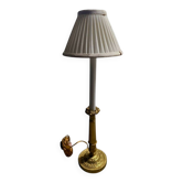 Superbe Lampe de Table Style Empire - Bronze Doré & Abat-jour Plissé