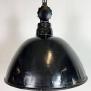 East German Black Enamel Factory Light by Lbd Veb Leuchtenbau Dresden, 1950