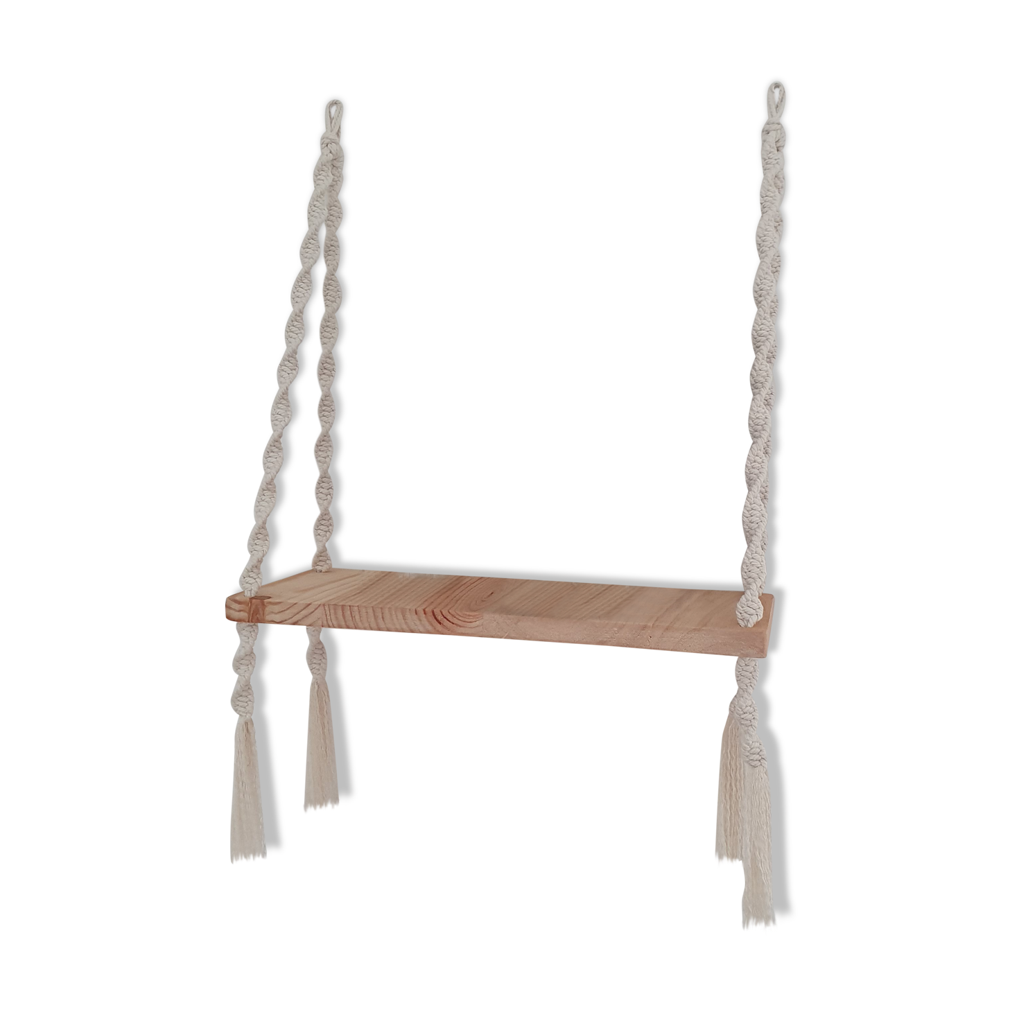 Étagère murale bois et corde de coton