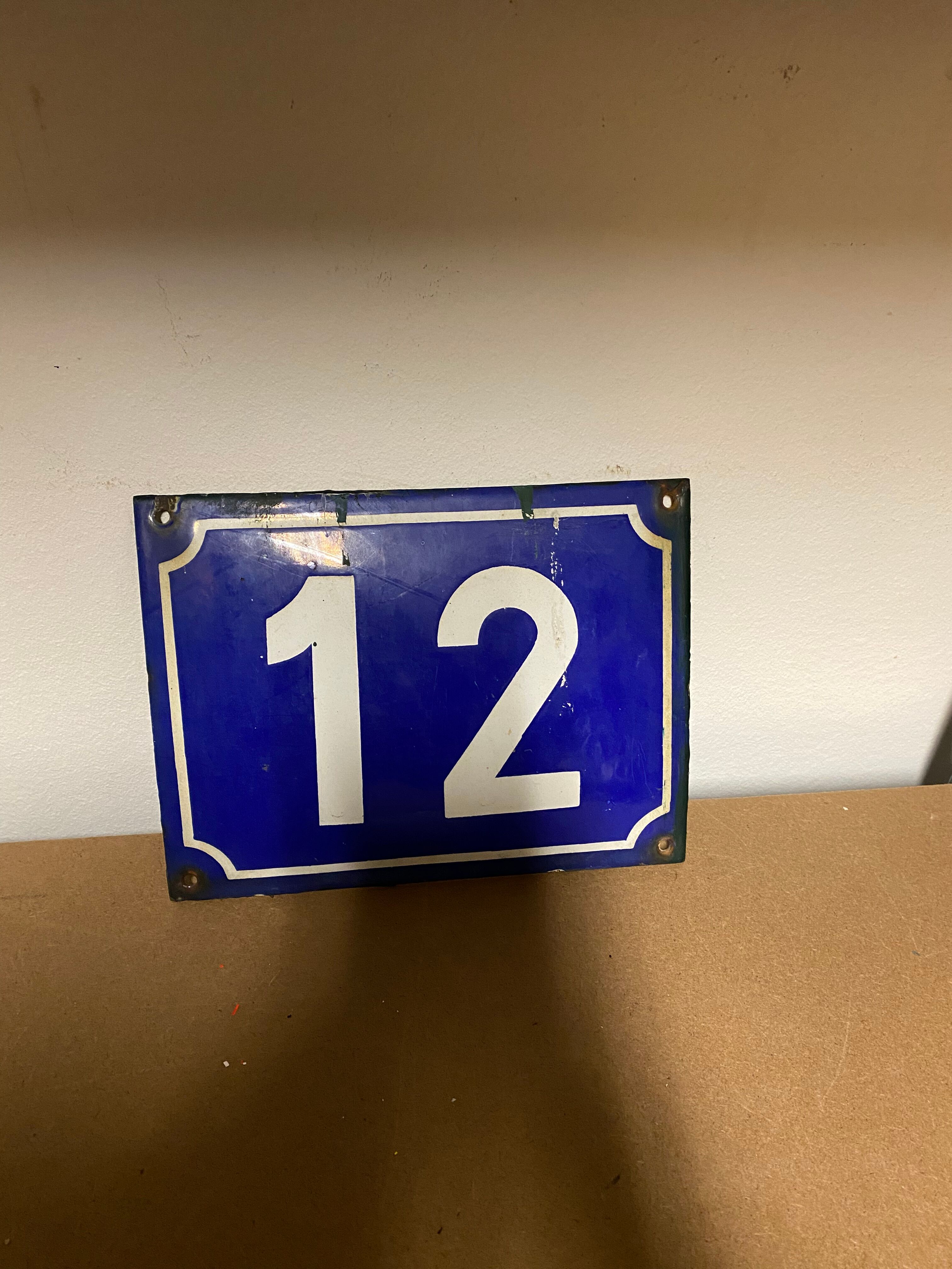 Old enamelled plaque number 12