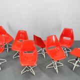 1960s Miroslav Navratil Set of Eight Fiberglass Chairs for Vertex, Czechosl