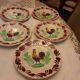 5 earthenware plates, terra de fer, Choisy-le-Roi, rooster pattern