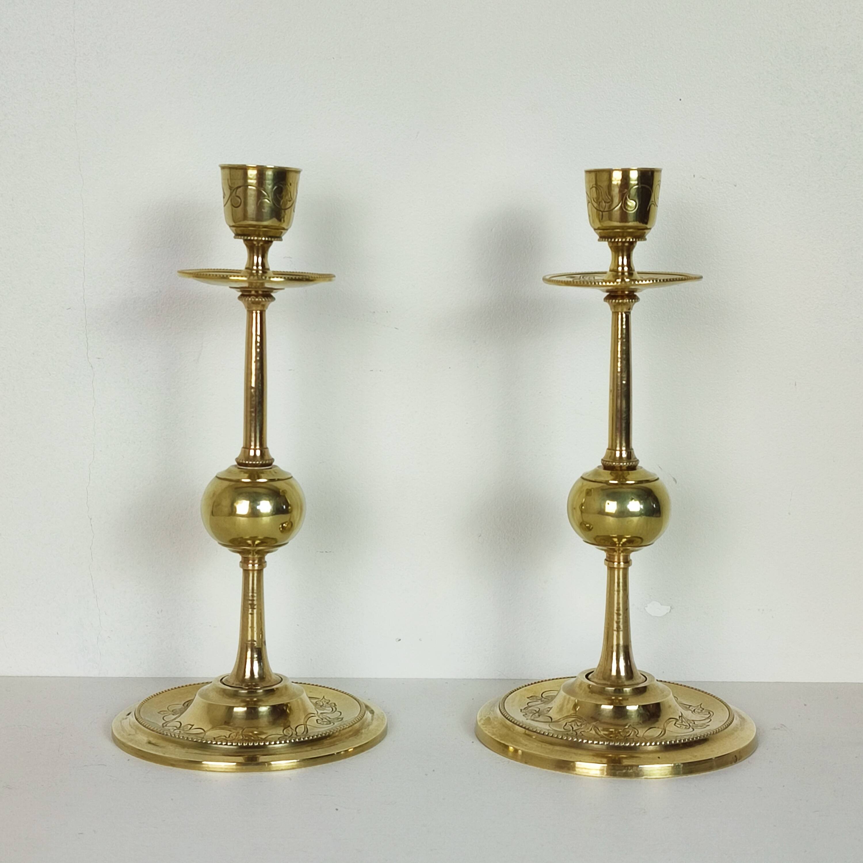 Pair of brass candlesticks