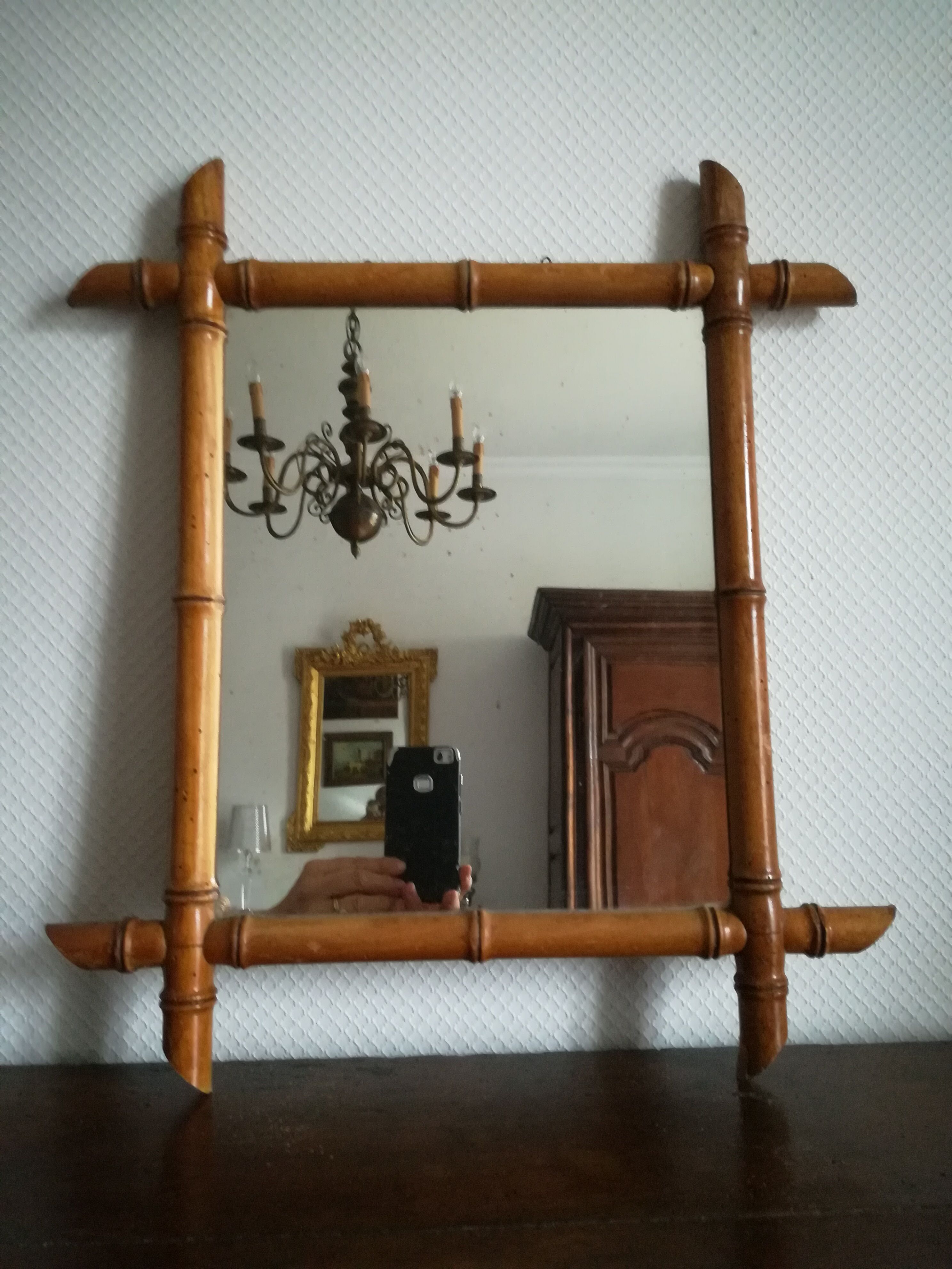 Vintage bamboo mirror