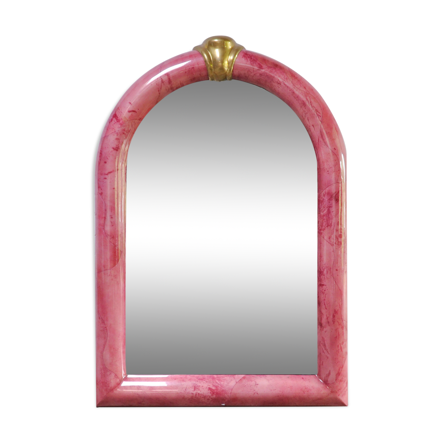 Pink Lacquered Goatskin Mirror by Karl Springer, 1970s
