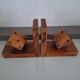 Pair of bookends with wooden dice