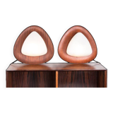 Paire d’appliques Italiennes en teck et opaline par Goffredo Reggiani 1960.