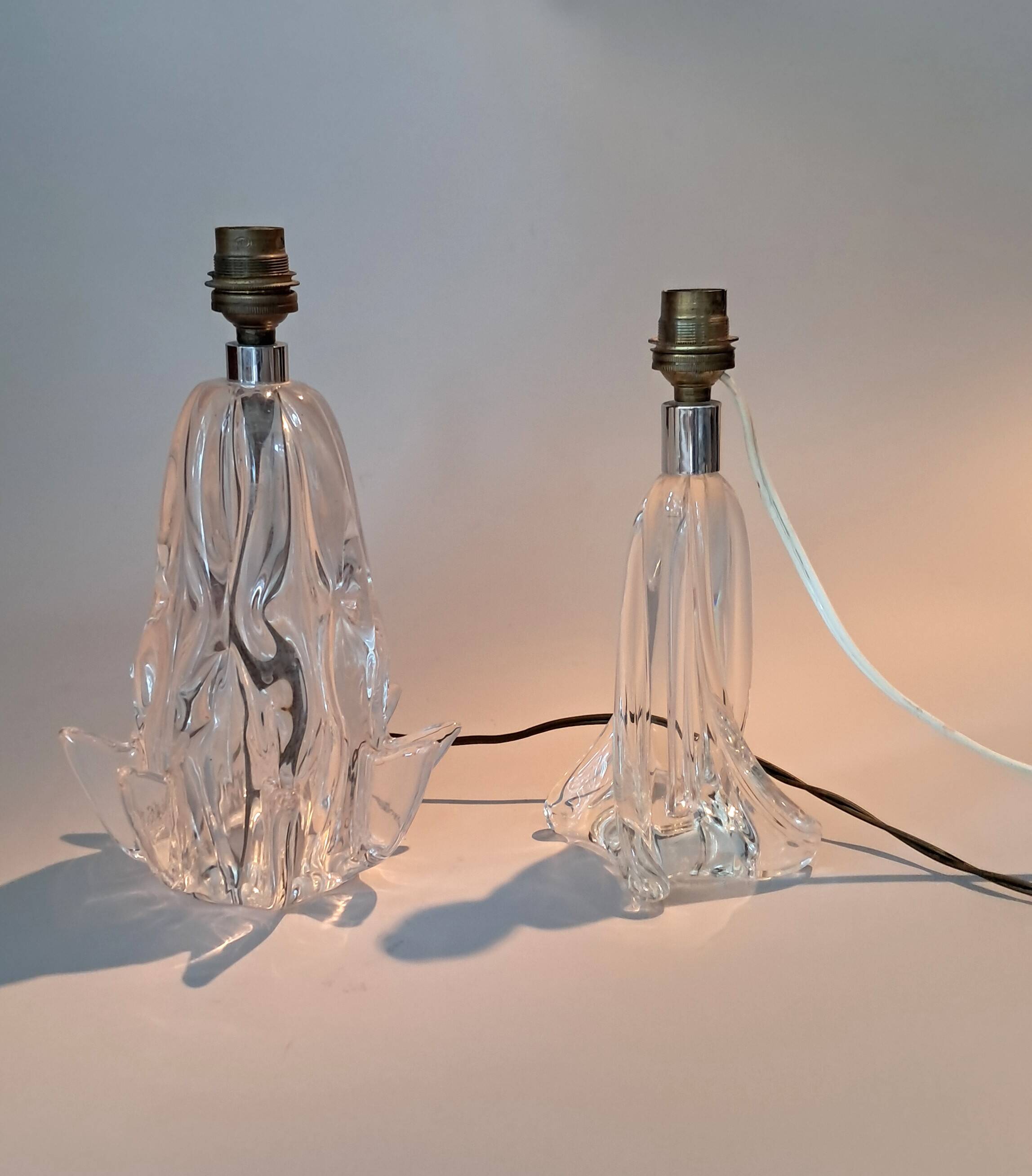 Pair of crystal lamps, France 1940/1950.
