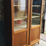 Glass bookcase with compass feet - vintage 1960