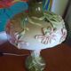 Orchid-patterned earthenware table lamp