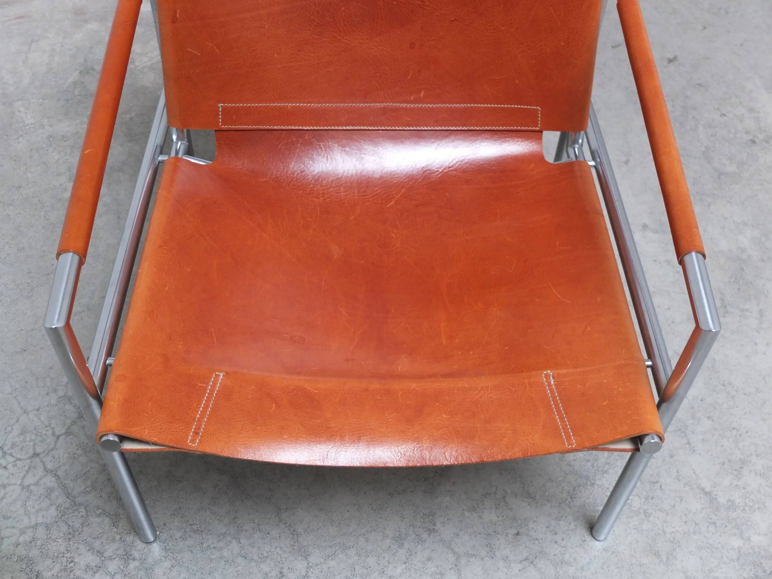 Cognac leather 'SZ02' lounge chair by Martin Visser for 't Spectrum, 1960