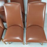 8 brown skai chairs 1950