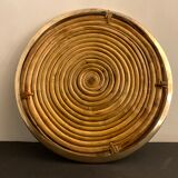 Round rattan and brass underside, 1960
