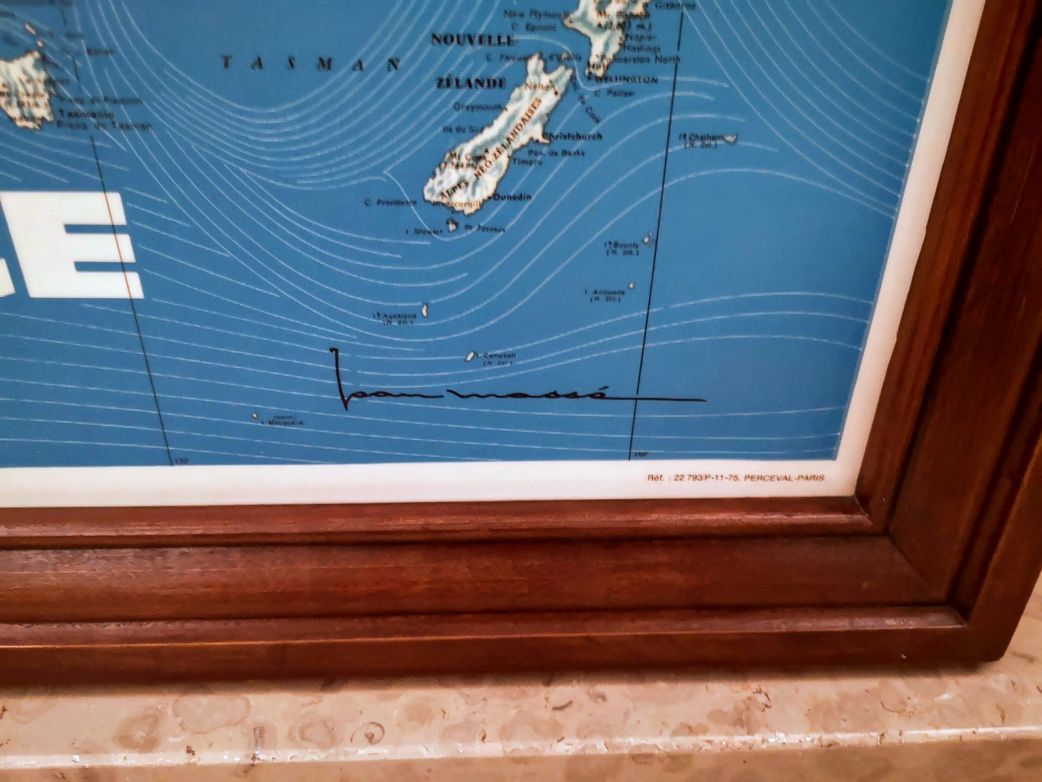 Map of the world Air France vintage Jean Massé 1970