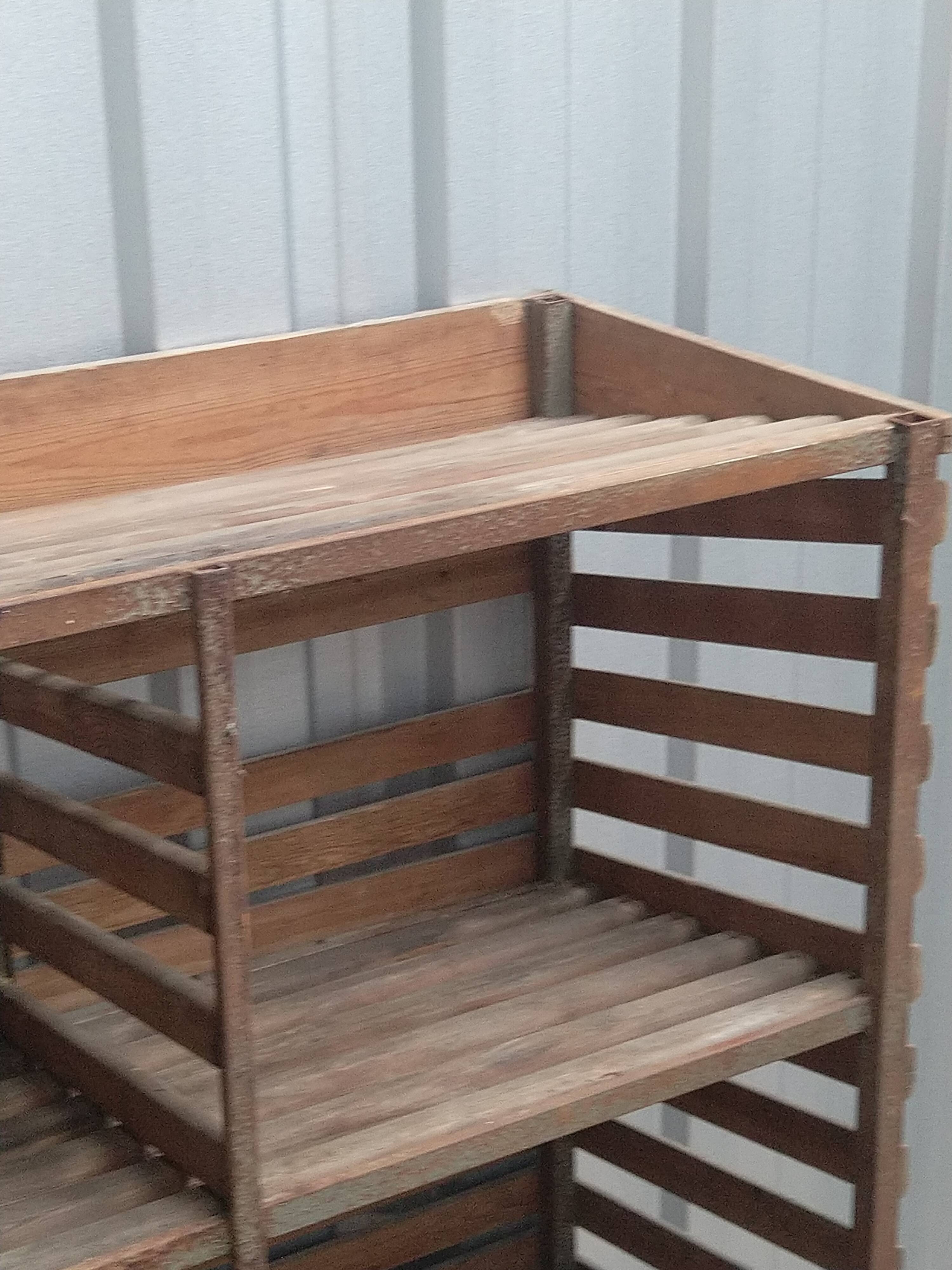Wooden shelf on wheels