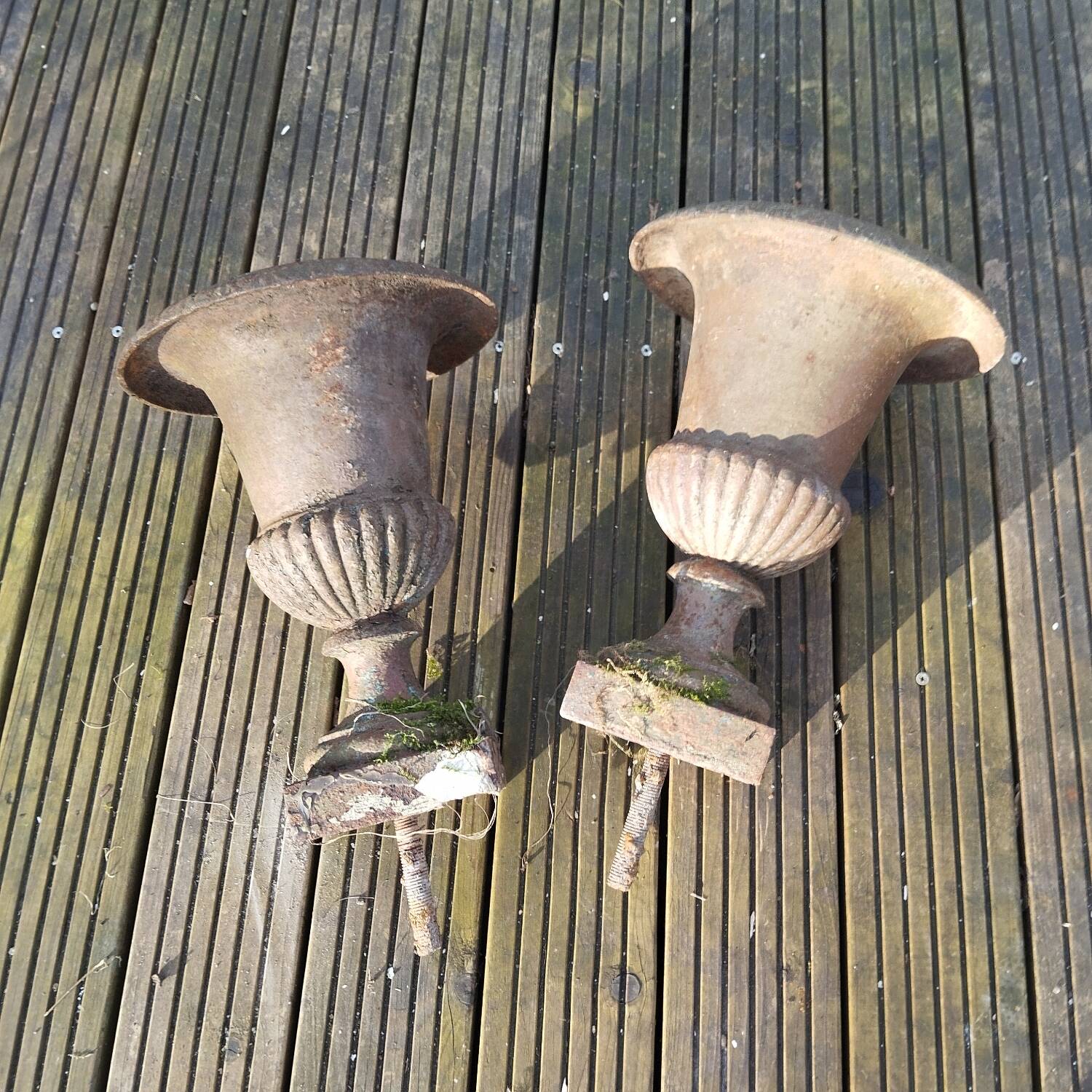 Pair of cast iron Medici vases