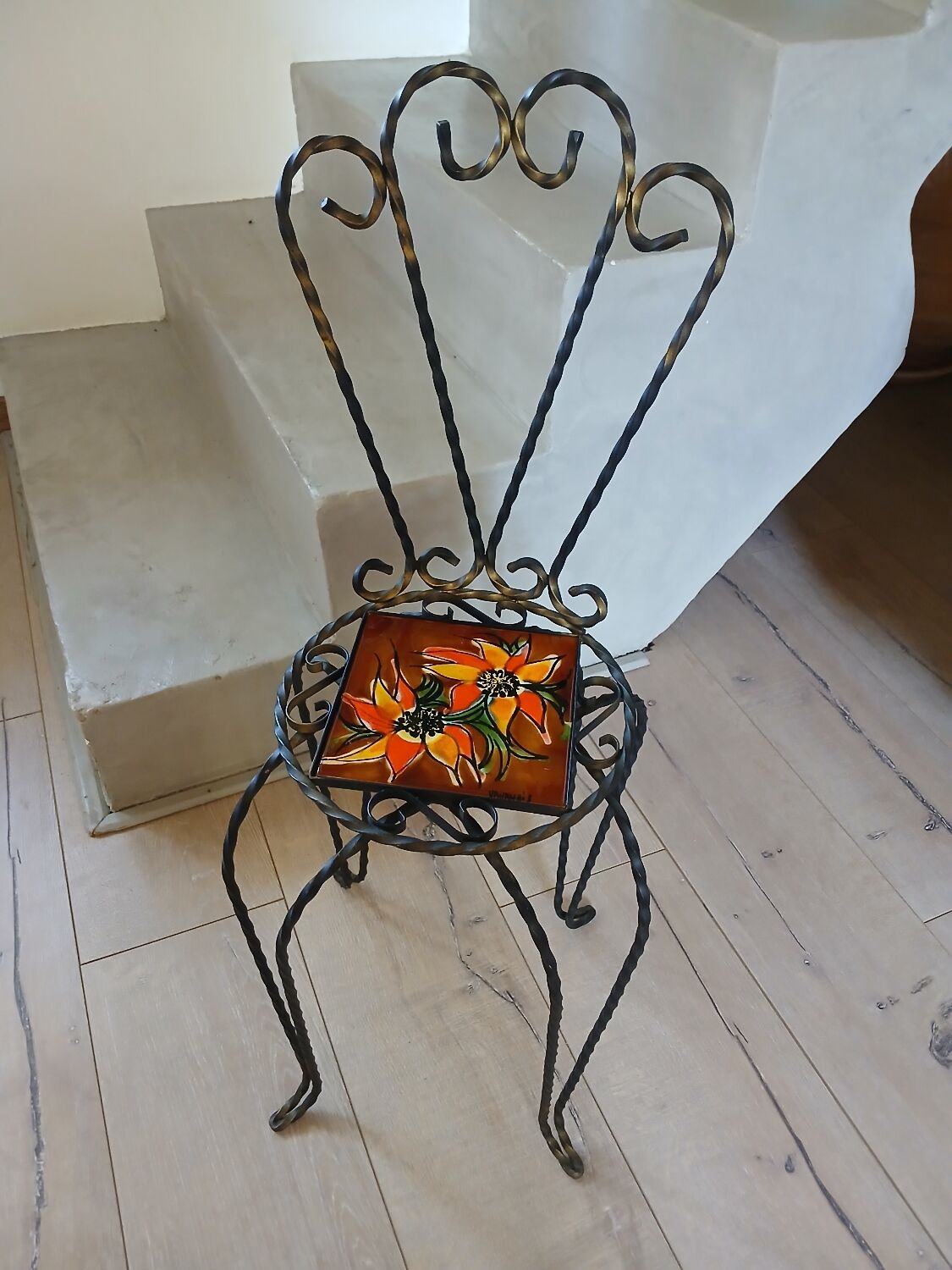 Chaise ancienne en fer forgé Vallauris