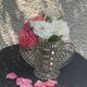 Angel wings vase, in transparent glass with art deco relief pattern