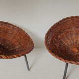 Pair of wicker basket armchairs