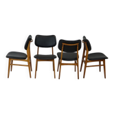 Vintage Design Chairs Beech Wood Black Skai Leather East Germany Möbel 1960