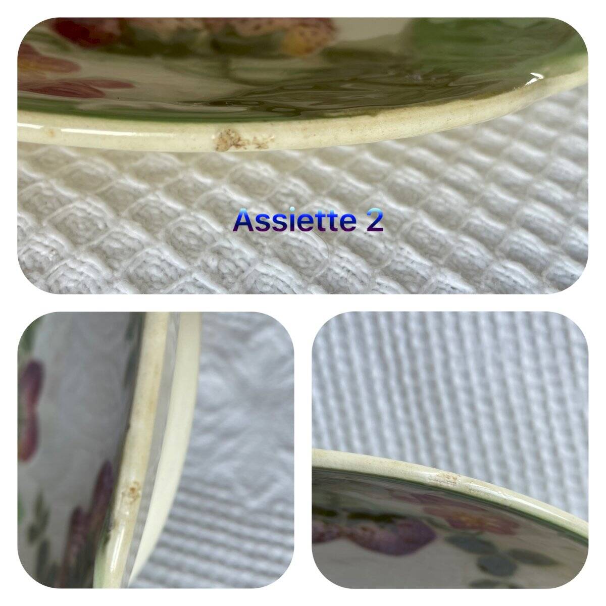 Set of 2 HB&Cie slip plates, diameter 21 cm, strawberry decoration