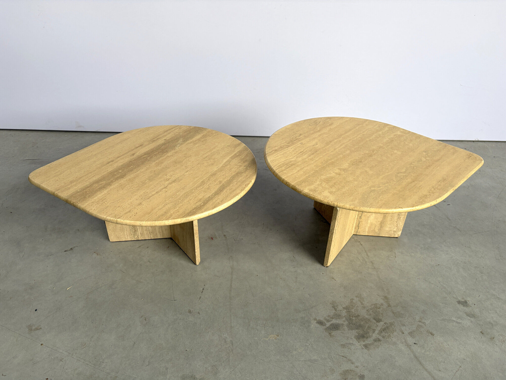Pair of vintage travertine coffee tables or side tables, 1970s