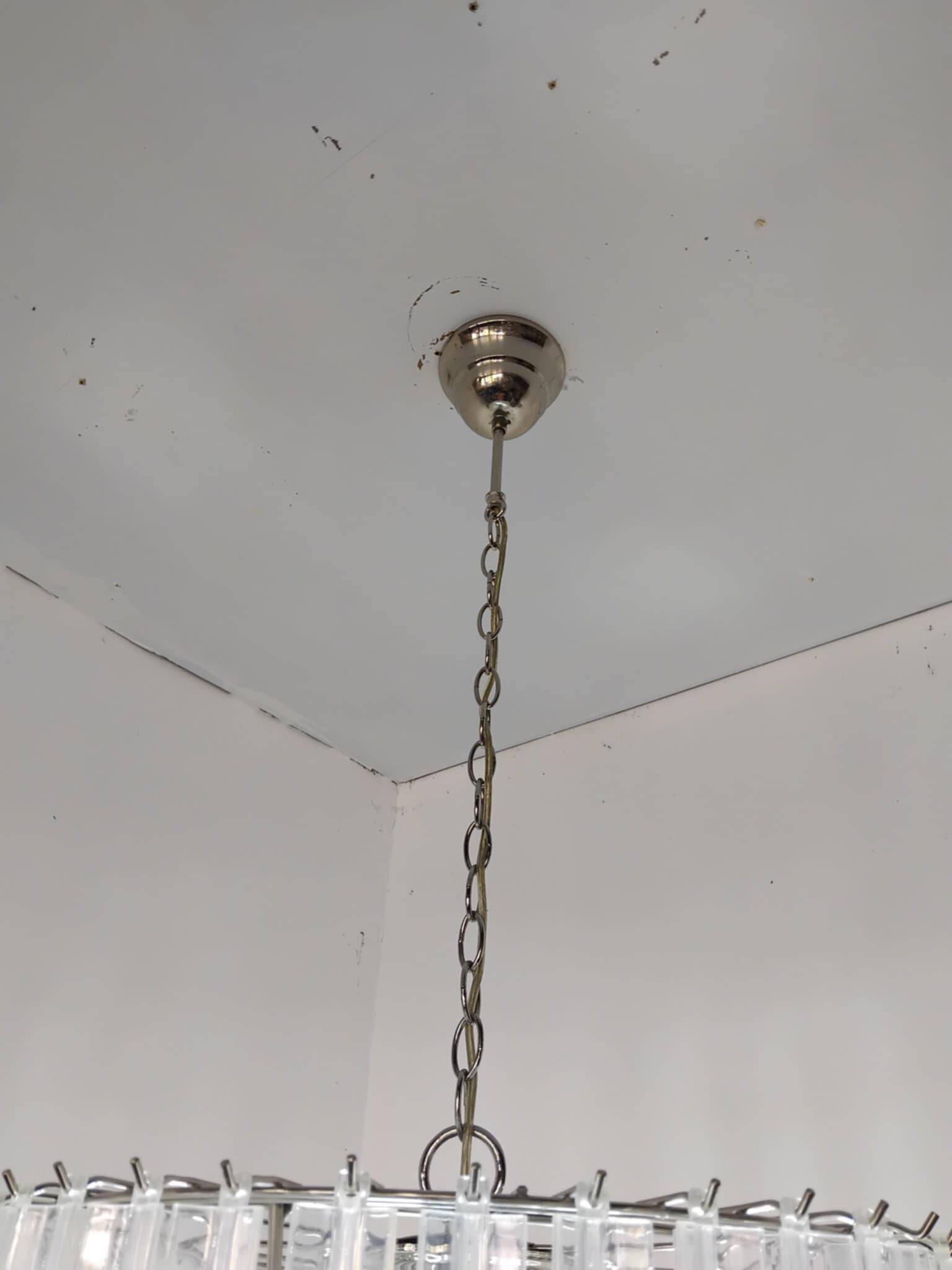 Large spiral chandelier with acrylic crystal trihedrons