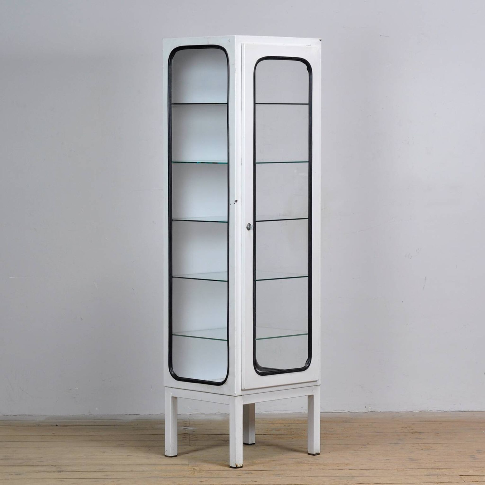 Vintage Iron And Glass Medical Cabinet, 1970s