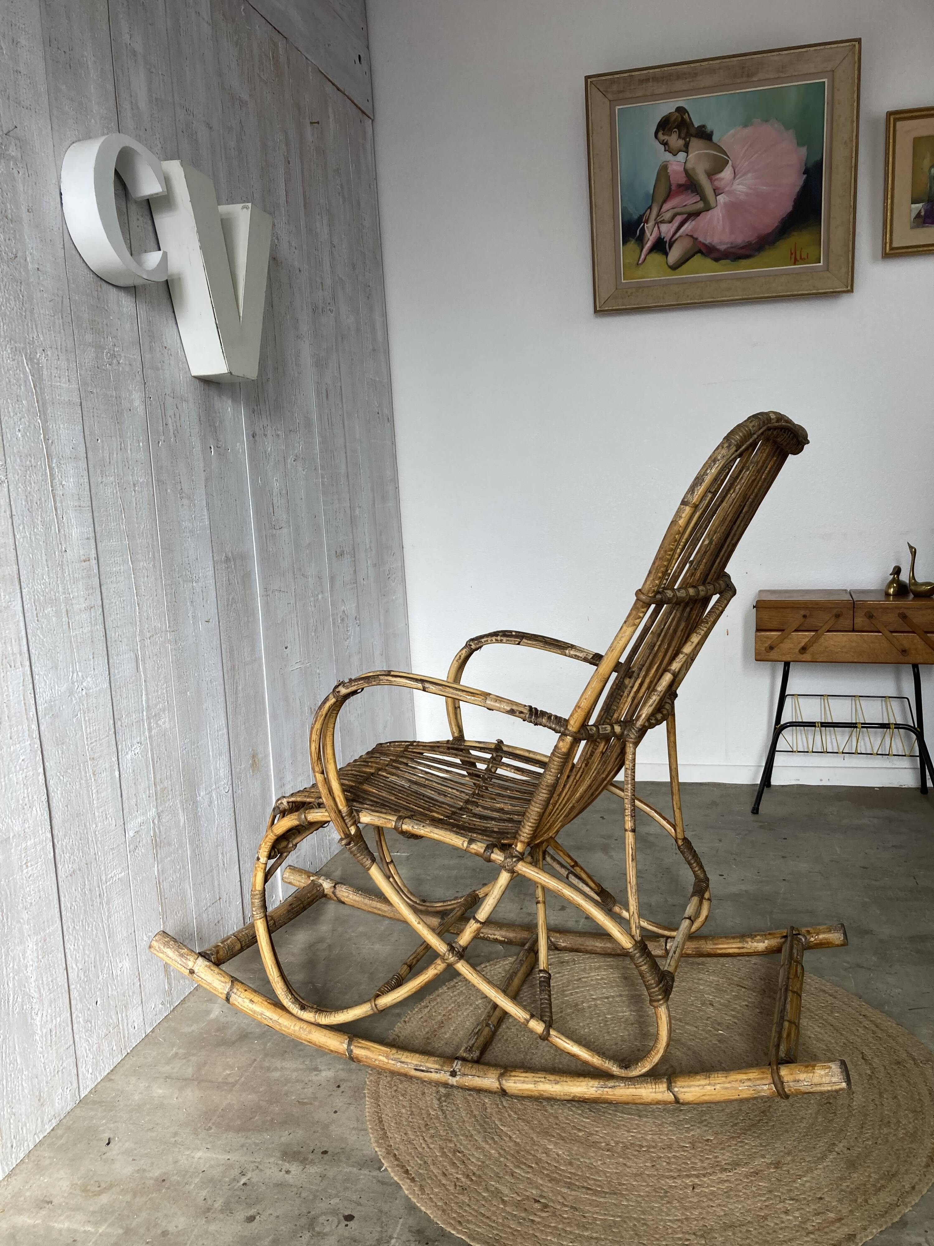 Vintage rattan rocking chair