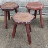 Set of 3 tripod stools/design 20th century