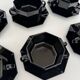 Vintage Set of 6 Arcoroc Black Glass Soup Cups and Saucers Set