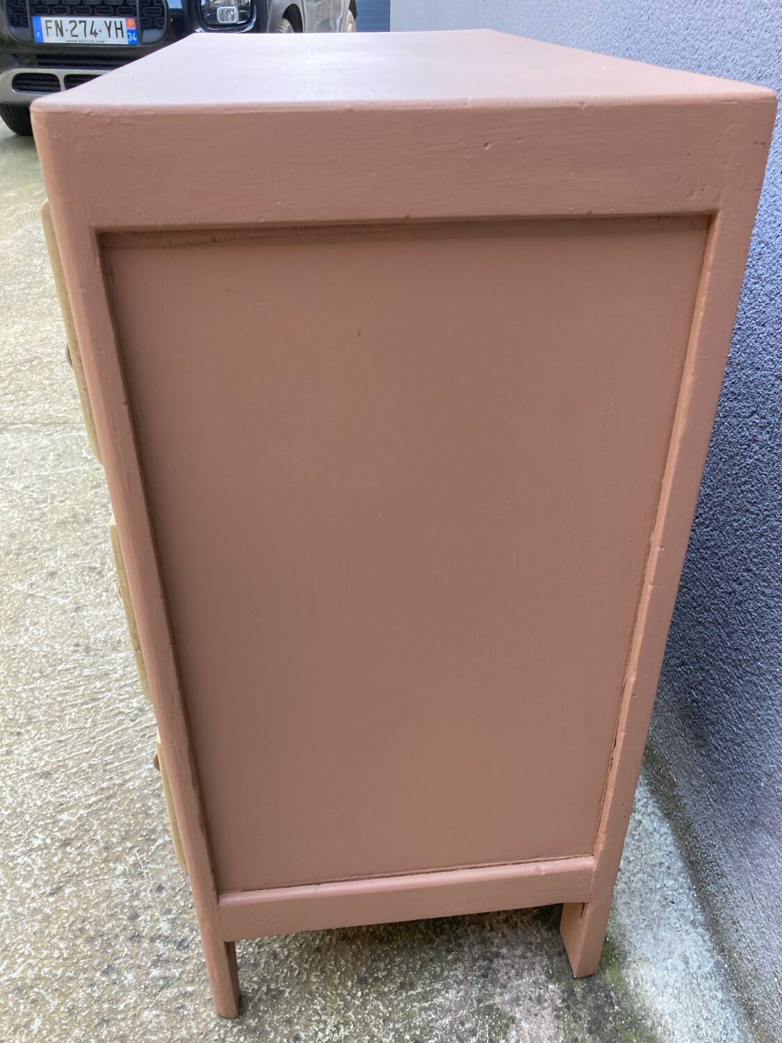 Beautifully restyled compact ethnic bohemian chest of drawers.