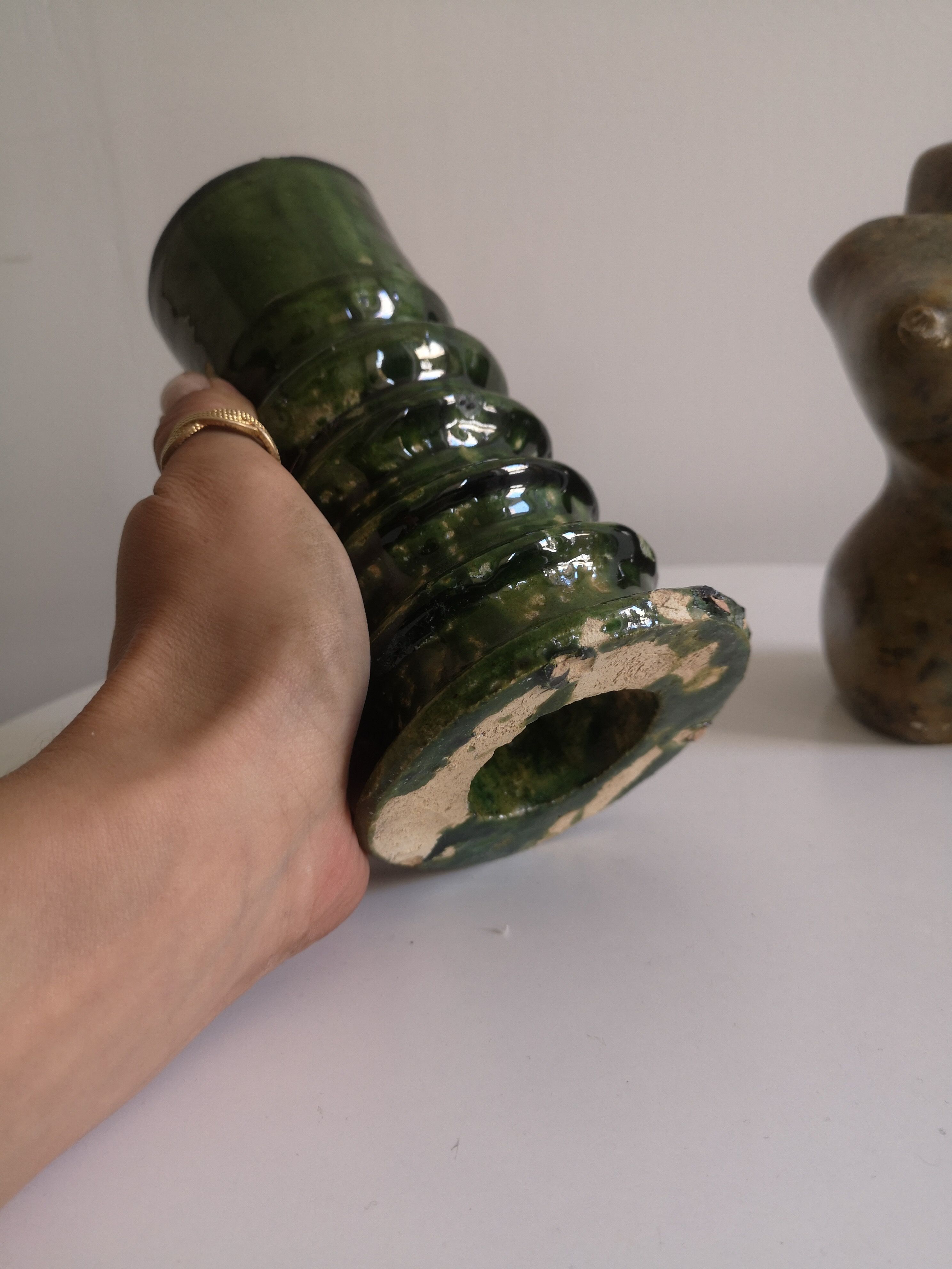 Enamelled ceramic candle holder, tamgroute