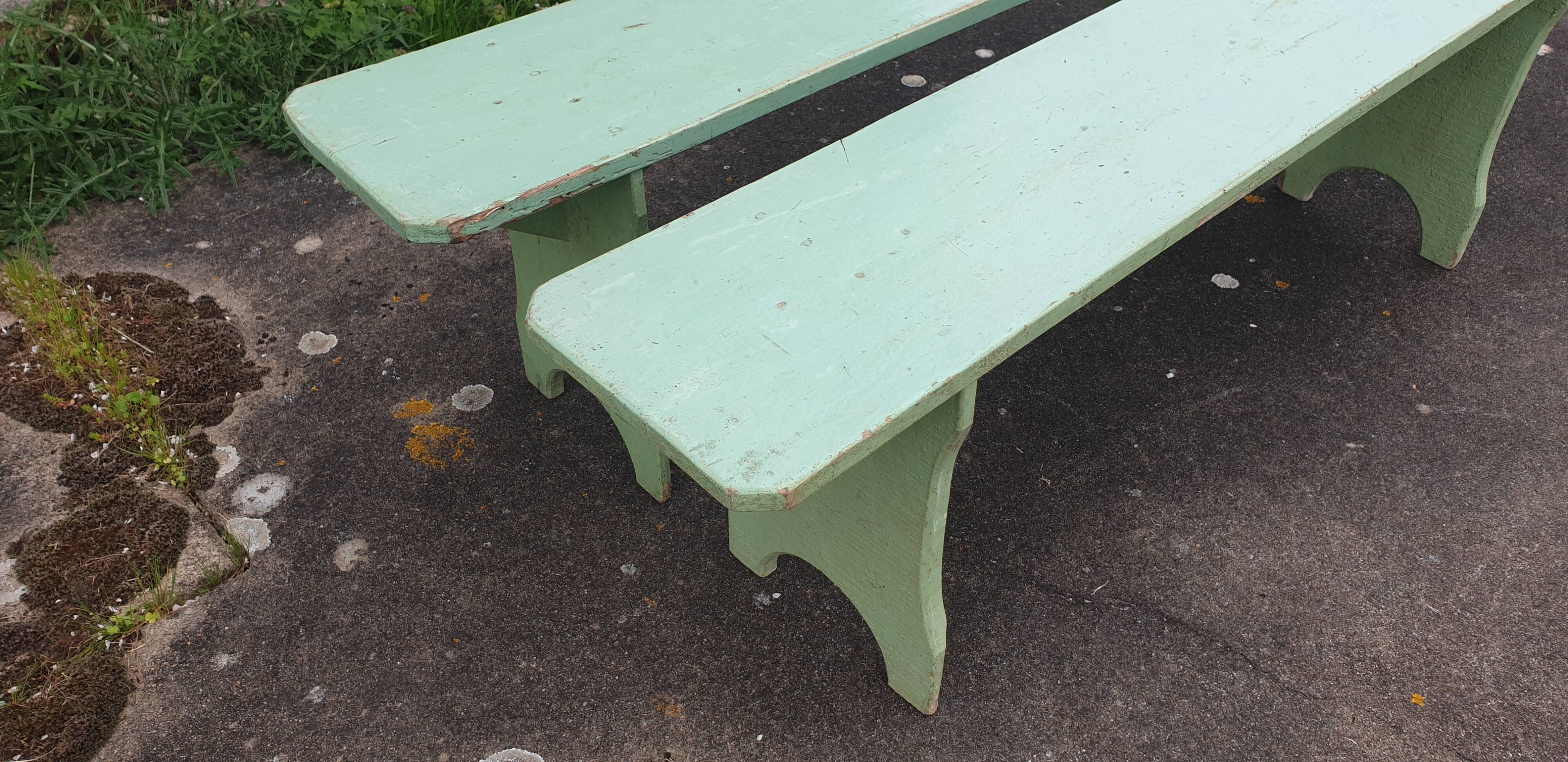 Pair of vintage farmhouse solid wood benches