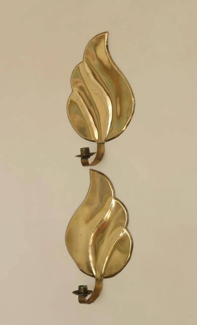 Pair of Swedish Mid-Century Brass Wall Sconces