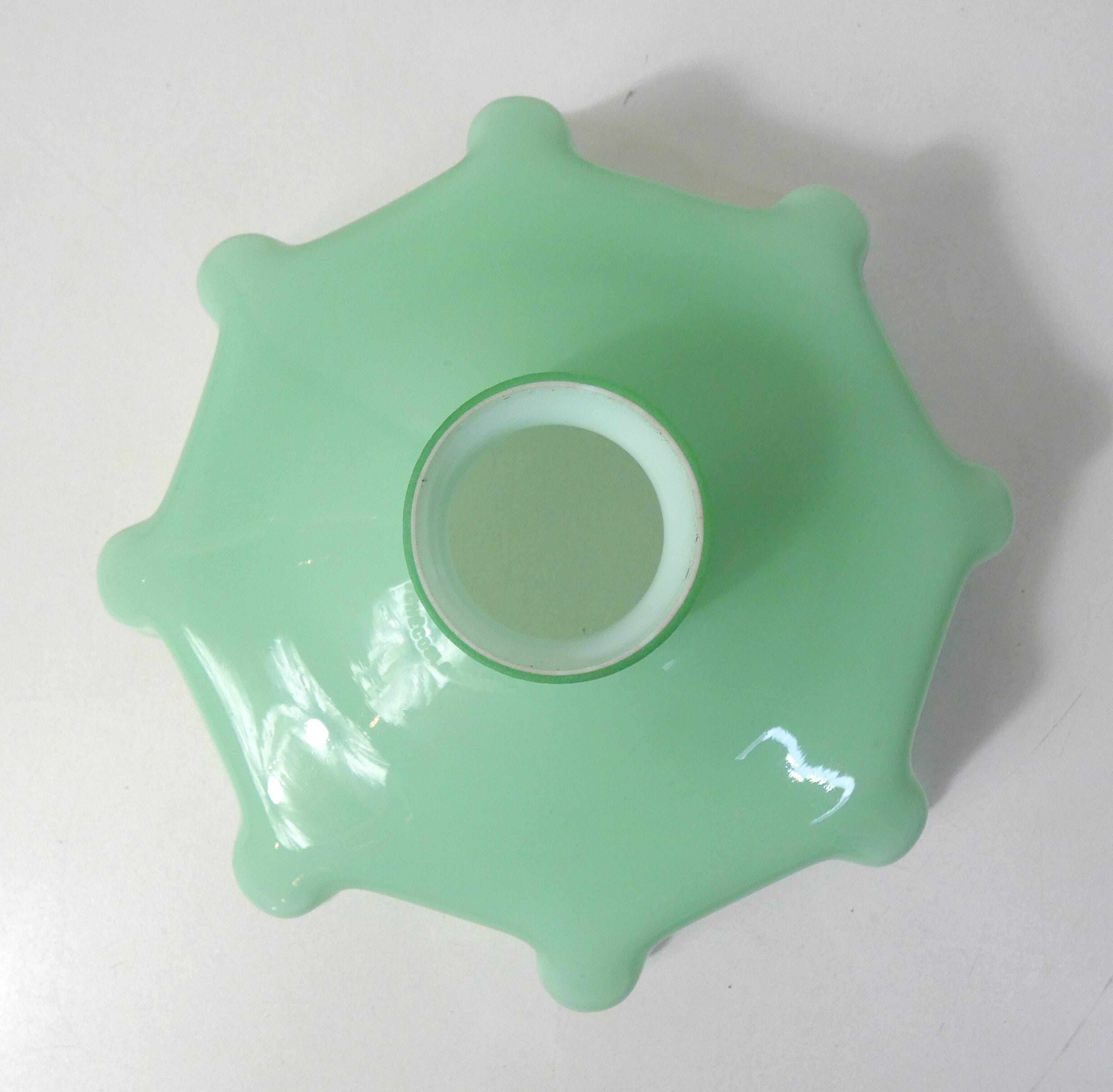 Old pendant lamp opaline glass chandelier vintage mint green lampshade