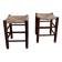Style Charlotte Perriand, paire de tabourets en bois rustique et paille, France, vers 1950.