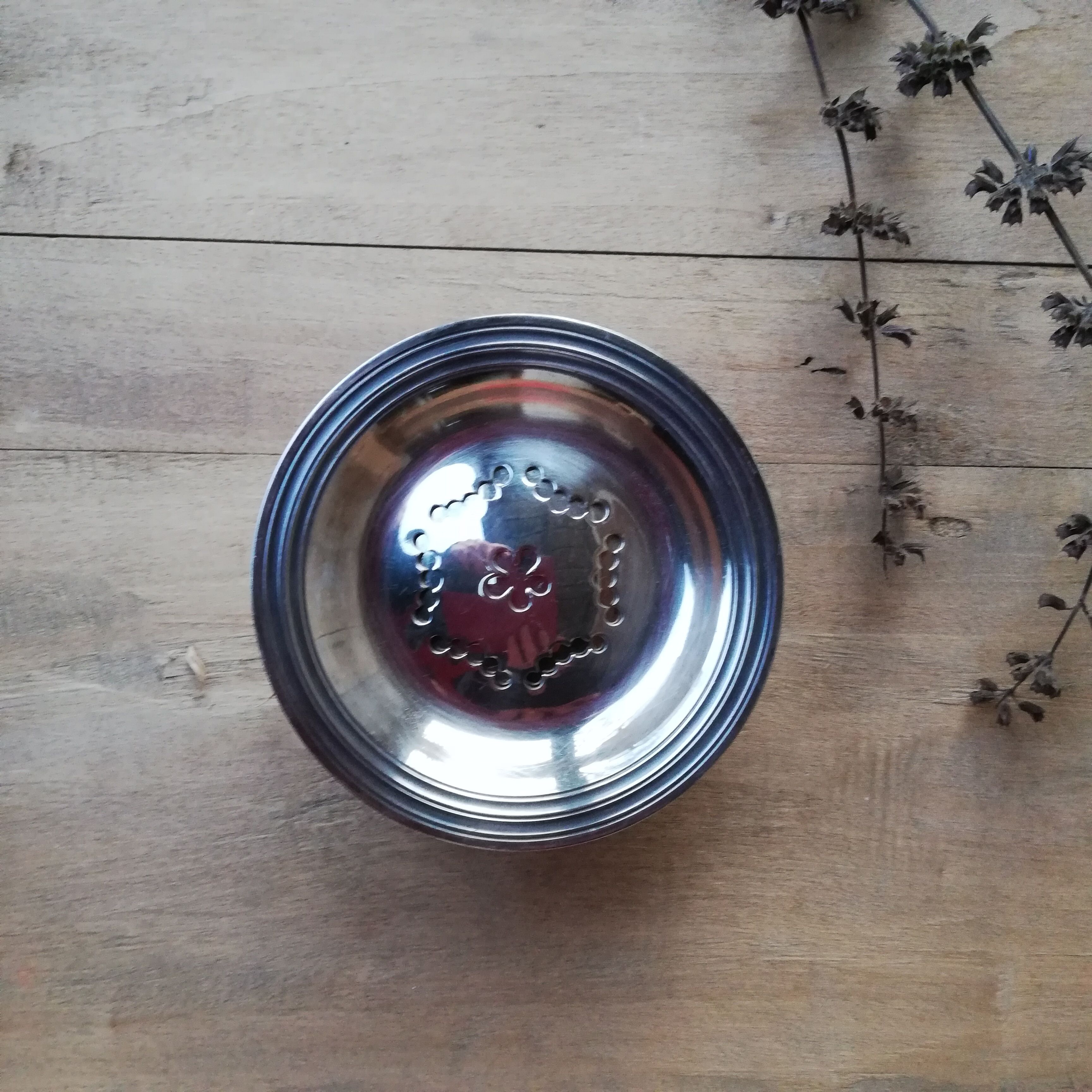 Silver metal butter dish