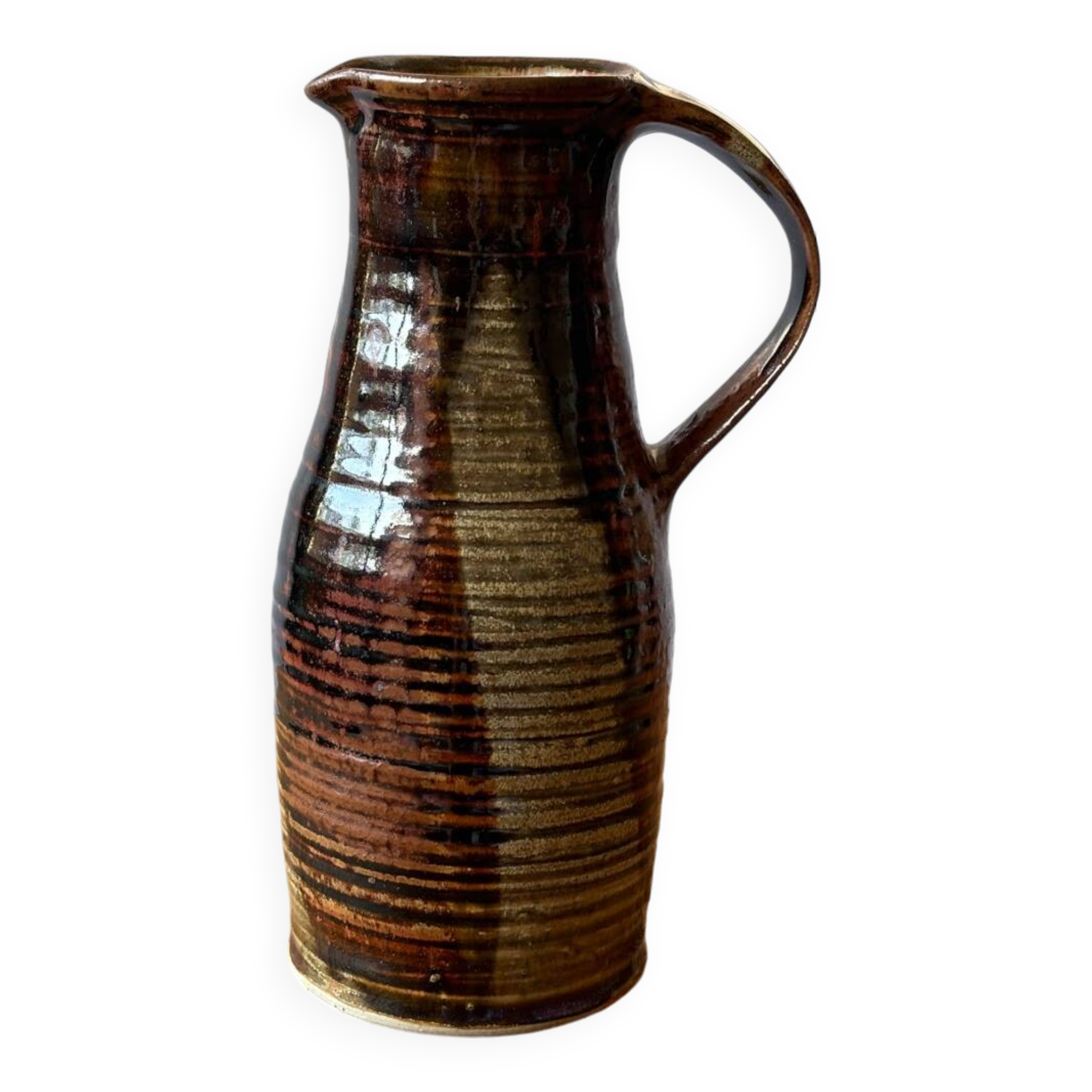 Vintage enameled stoneware pitcher
