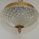 Brass and crystal diamond point ceiling light, France